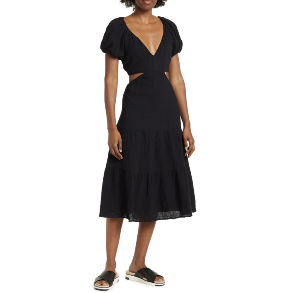 ASTR the Label Puff Sleeve Midi Dress